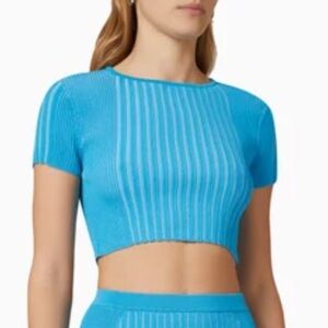 Simon Miller Ribbed Blue Cropped Shirt - size small